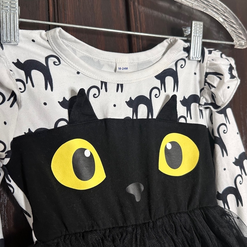 5/$25 😻 Black Cat Kids Dress - Picture 2 of 4
